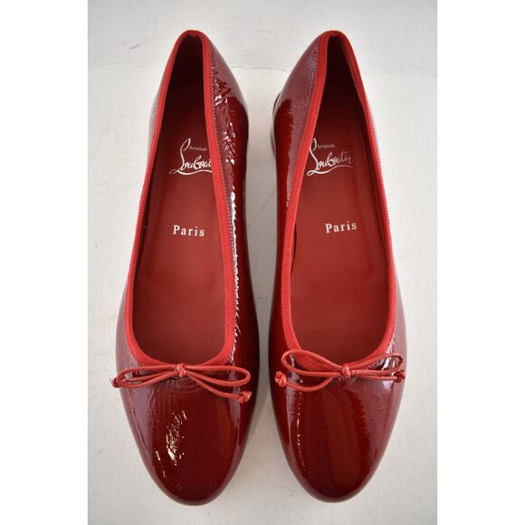 Christian Louboutin Sweetie Jane Flat Loubi Red Patent Vog Ballet Ballerina 39 - Picture 10 of 14
